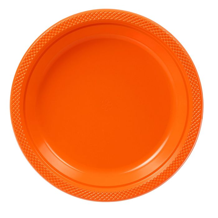 Тарелки пластиковые 23 см "Делюкс" Оранжевые (набор 10 шт)