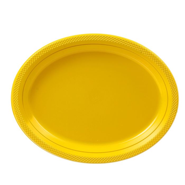 Тарелки сервировочные пластиковые 32*25 см "Делюкс" Желтые (набор 5 шт)