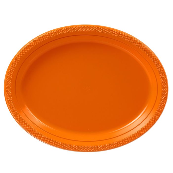 Тарелки сервировочные пластиковые 32*25 см "Делюкс" Оранжевые (набор 5 шт)