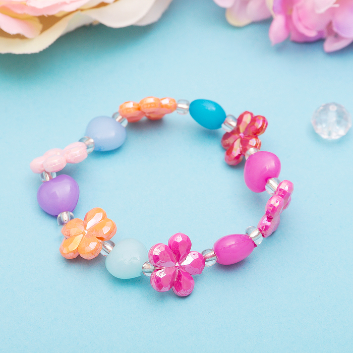 Браслет детский "Выбражулька" сердечки с ромашками, цвет МИКС