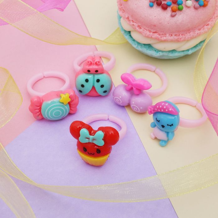 Кольцо детское "Выбражулька" полянка с завитками, цвет МИКС, форма МИКС, безразмерное