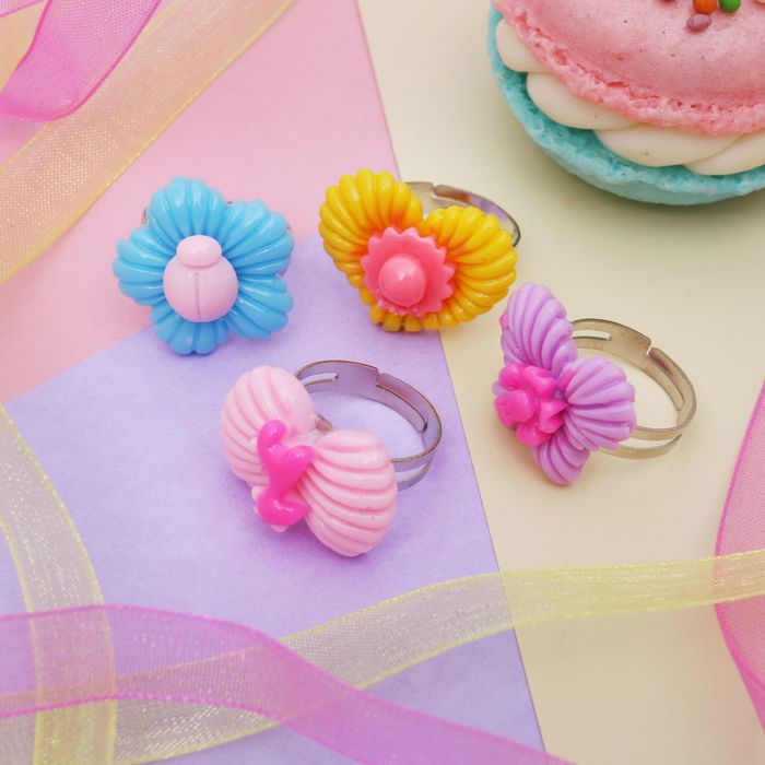 Кольцо детское "Выбражулька" резное, форма МИКС, цвет МИКС, безразмерное