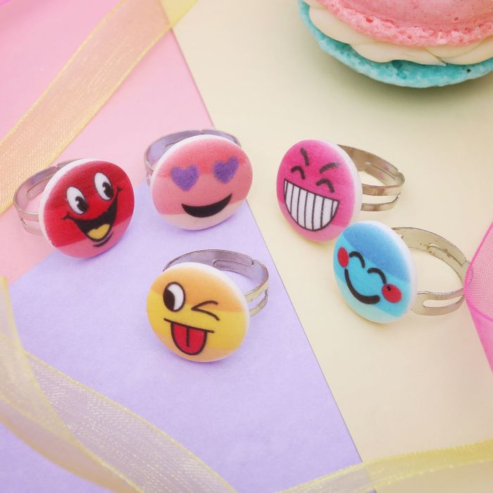 Кольцо детское "Выбражулька" смайлики, форма МИКС, цвет МИКС, безразмерное