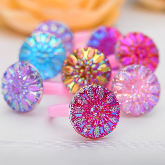 Кольцо детское "Выбражулька" блеск снежинки, цвет МИКС, безразмерное