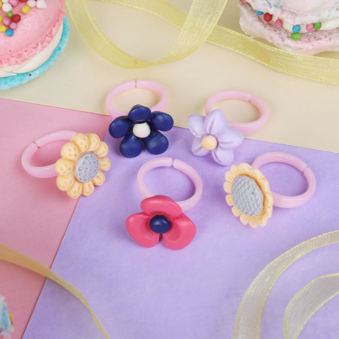 Кольцо детское "Выбражулька" цветы полевые, цвет МИКС, форма МИКС, безразмерное