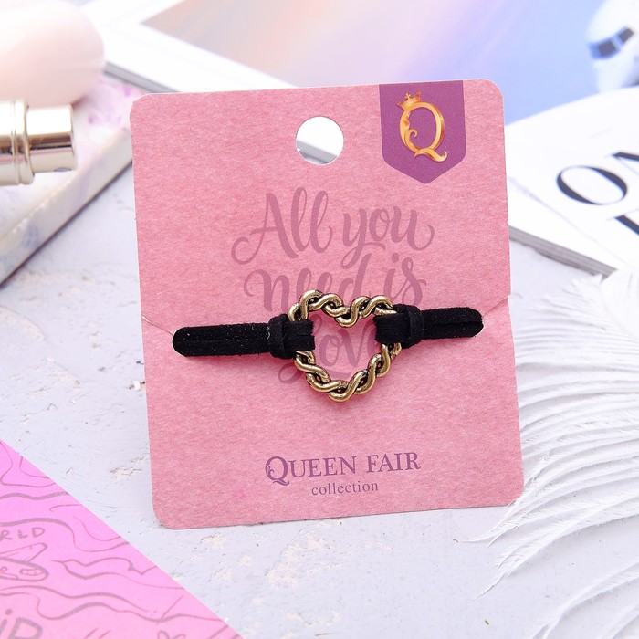 Браслет ассорти "Таинственная незнакомка" сердце, цвет чёрный с чернёным золотом