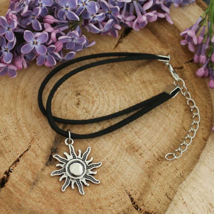 Браслет ассорти "Таинственная незнакомка" солнце, цвет чёрный с чернёным серебром