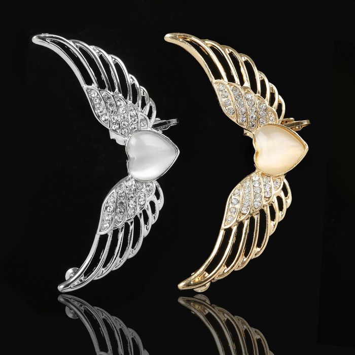 Серьга "Каффа" сердце с крыльями, цвет МИКС