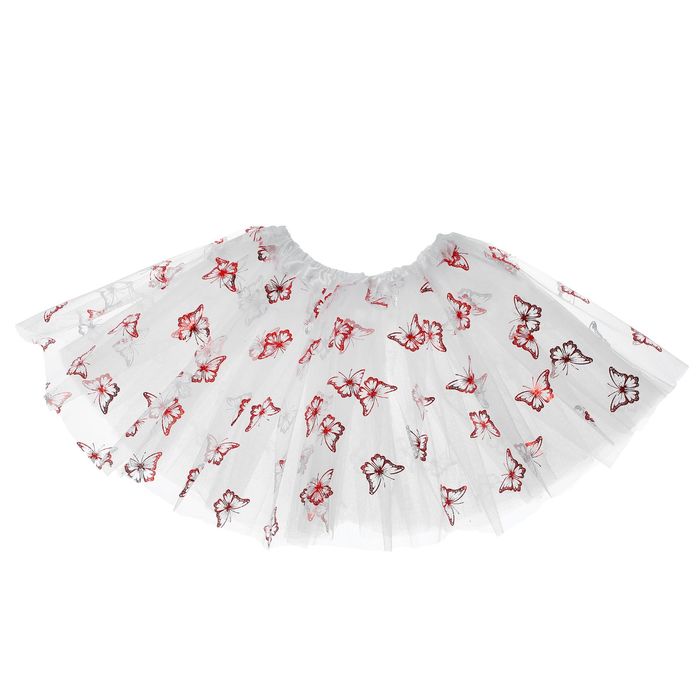 Карнавальная юбка "Бабочки" 3-х слойная 4-6 лет, бабочки красные