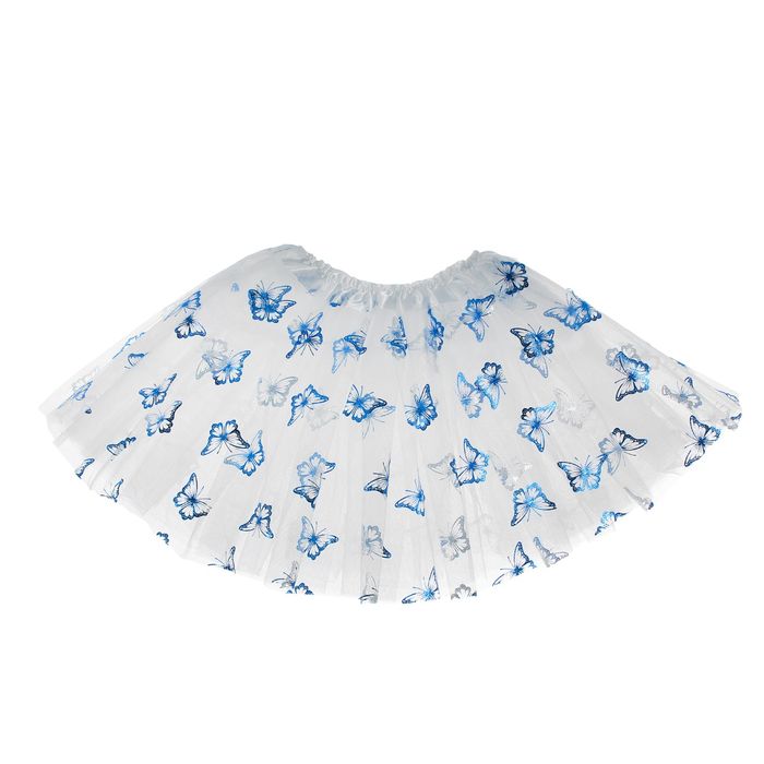 Карнавальная юбка "Бабочки" 3-х слойная 4-6 лет, бабочки синие