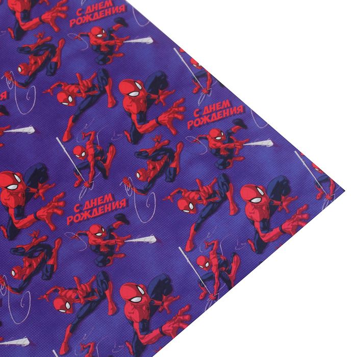 Бумага упаковочная глянцевая "С Днем Рождения", 70х100 см, Человек-паук