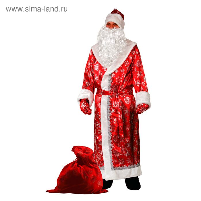 Карнавальный костюм «Дед Мороз», сатин, р. 54-56, цвет красный костюм карнавальный легпромснаб дед мороз гжель синий р 54 56