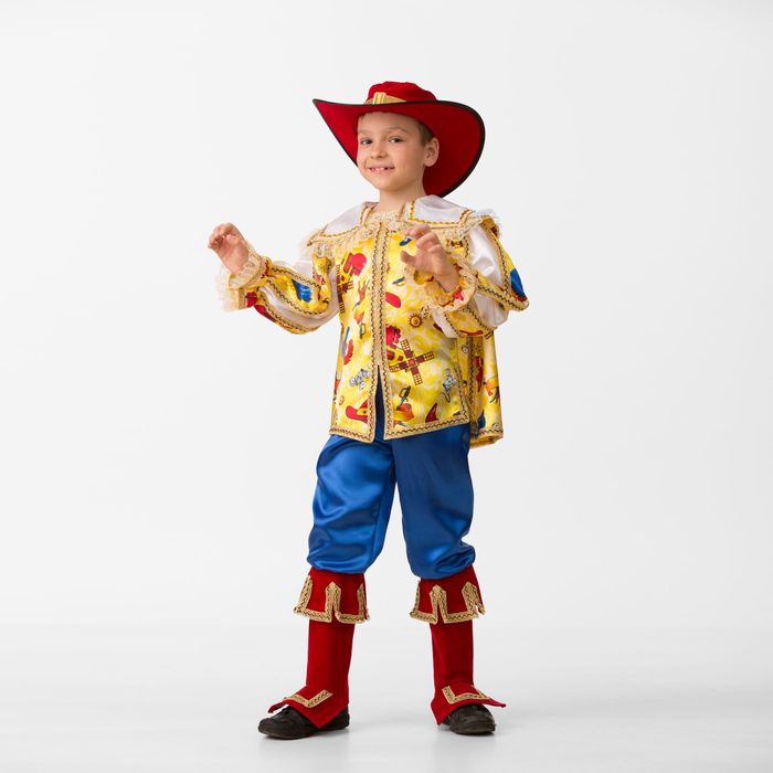 Карнавальный костюм "Кот в сапогах", сатин, р-р 28, рост 110 см