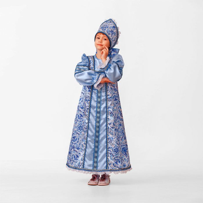 Карнавальный костюм "Василиса сказочная", платье-сарафан, кокошник, р-р 26, рост 104 см