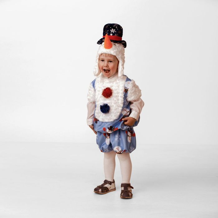 Карнавальный костюм "Снеговичок Снежник", плюш, р-р 26, рост 104 см