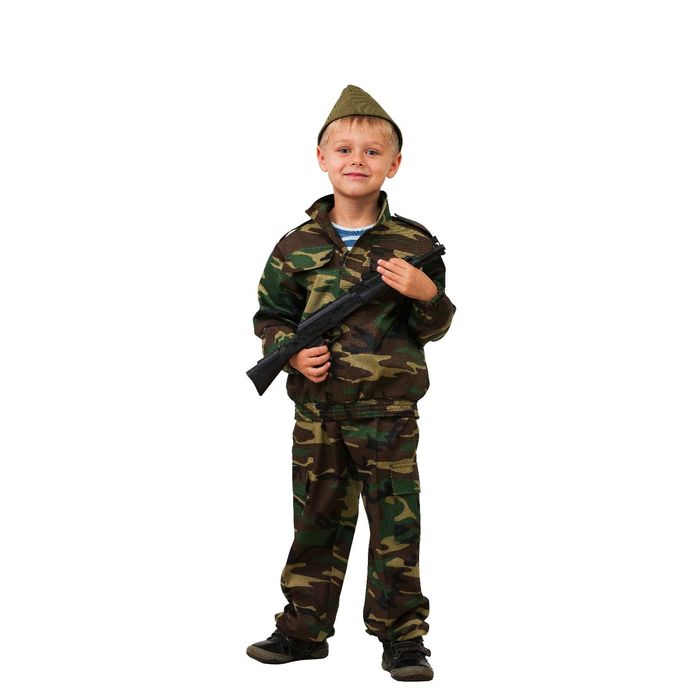 Карнавальный костюм "Разведчик", куртка, брюки, пилотка, р-р 36, рост 146 см