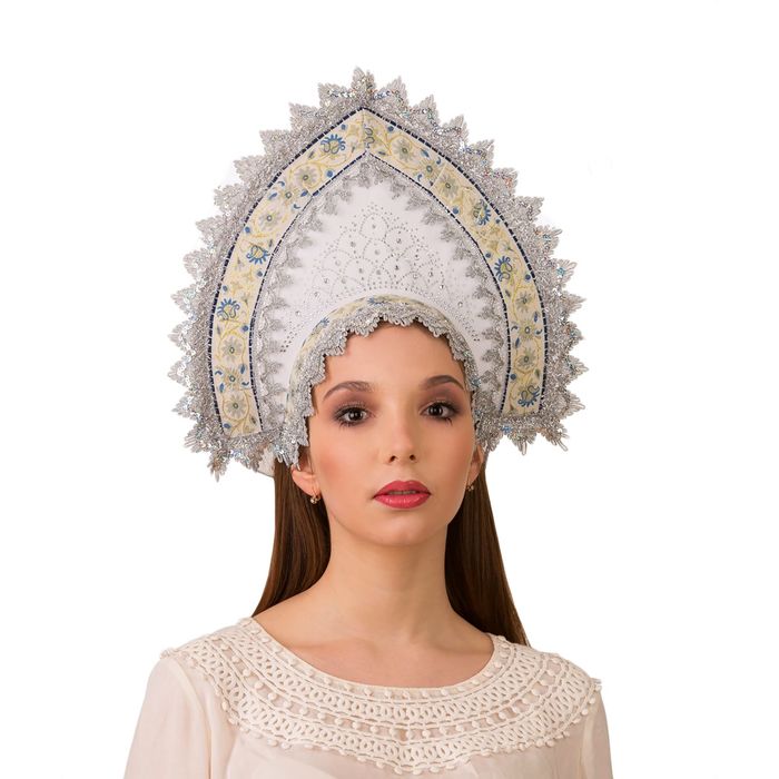 Кокошник взрослый "Снегурочка" на резинке