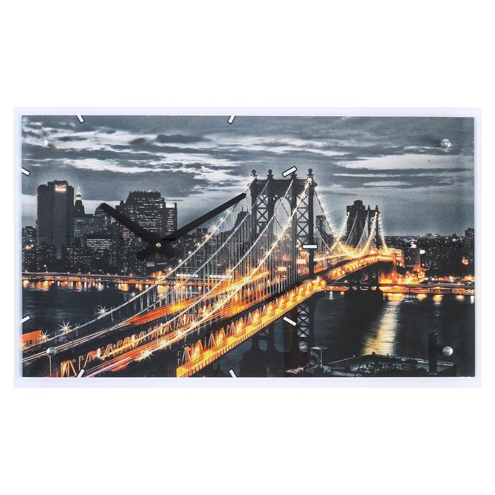 Часы настенные, серия: Город, "Манхэттенский мост", 35х60 см, микс