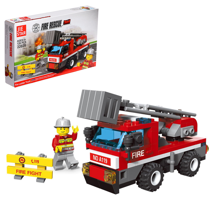 Конструктор «Пожарная машина с лестницей», 126 деталей конструктор playmobil 9463 пожарная машина с лестницей