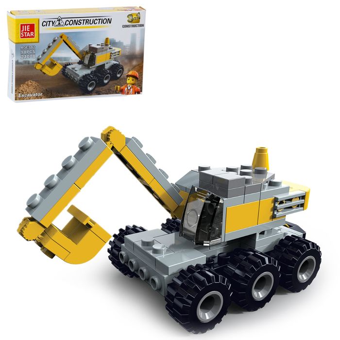 Конструктор Городские строители «Экскаватор», 90 деталей
