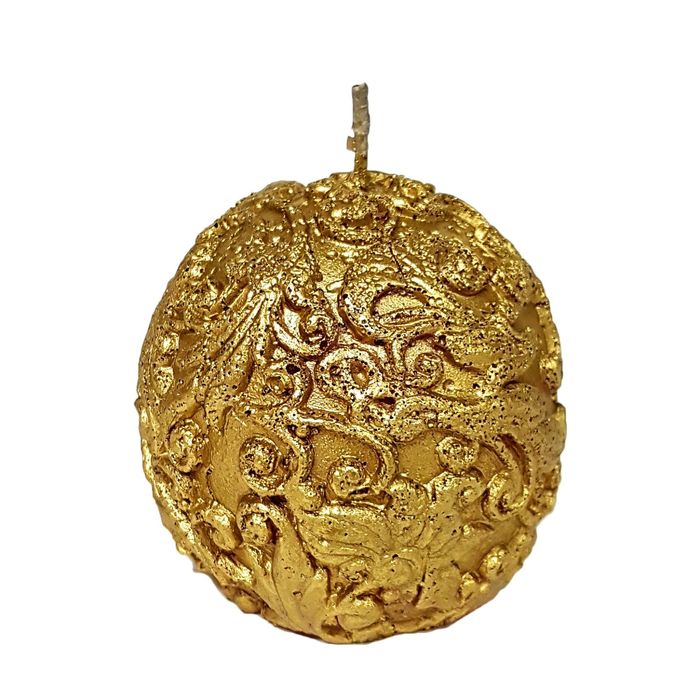 Свеча "Ручная работа" "Шар с узором" 7см золото
