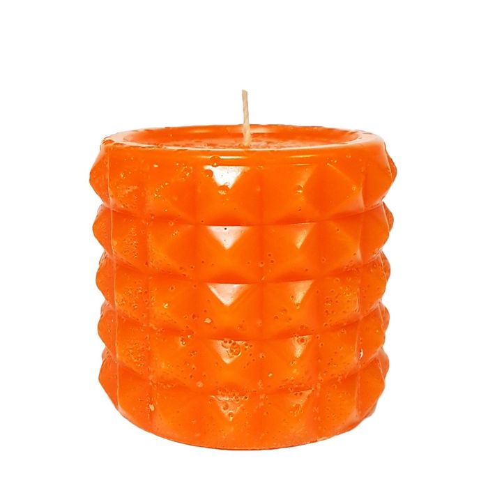 Свеча "Ручная работа" цилиндр "В кристаллах" 63*75 оранжевая