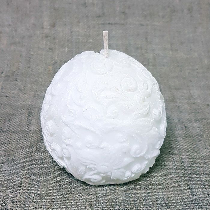 Свеча "Ручная работа" "Шар с узором" 7см белый