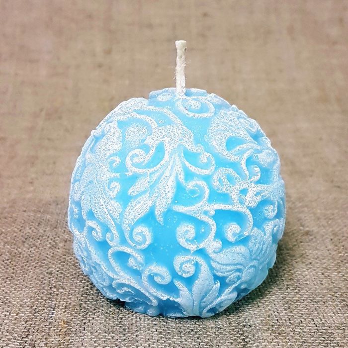 Свеча "Ручная работа" "Шар с узором" 7см голубой