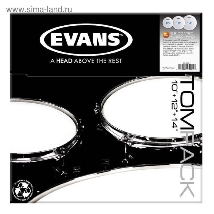 Набор пластика для том барабана Evans ETP-G2CTD-F G2 Coated Fusion 10/12/14 пластик evans etp g1clr f набор а для том барабана pack fusion 10 12 14 серия g1 clear 23526