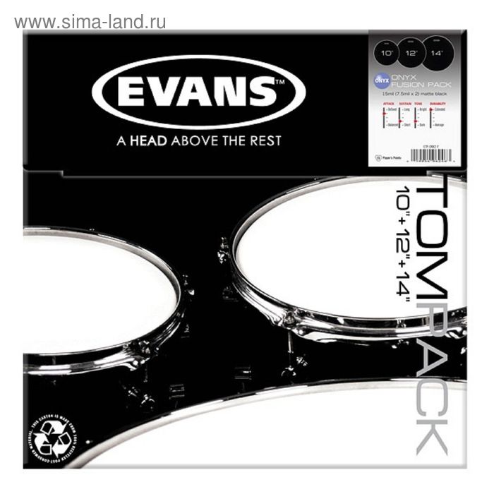 

Набор пластика для том барабана Evans ETP-ONX2-F Onyx Coated Fusion (10", 12", 14")