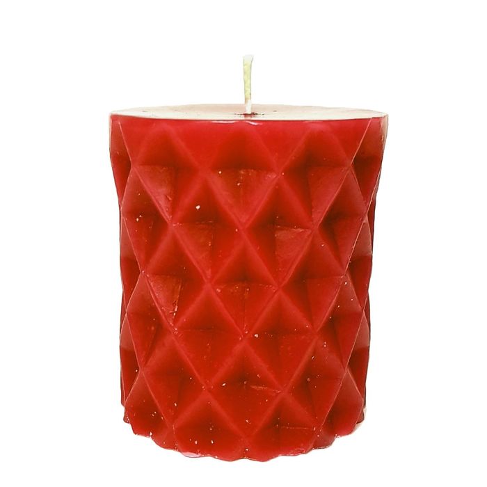 Свеча "Ручная работа" цилиндр "Геометрия" 6,7х7,5 красная