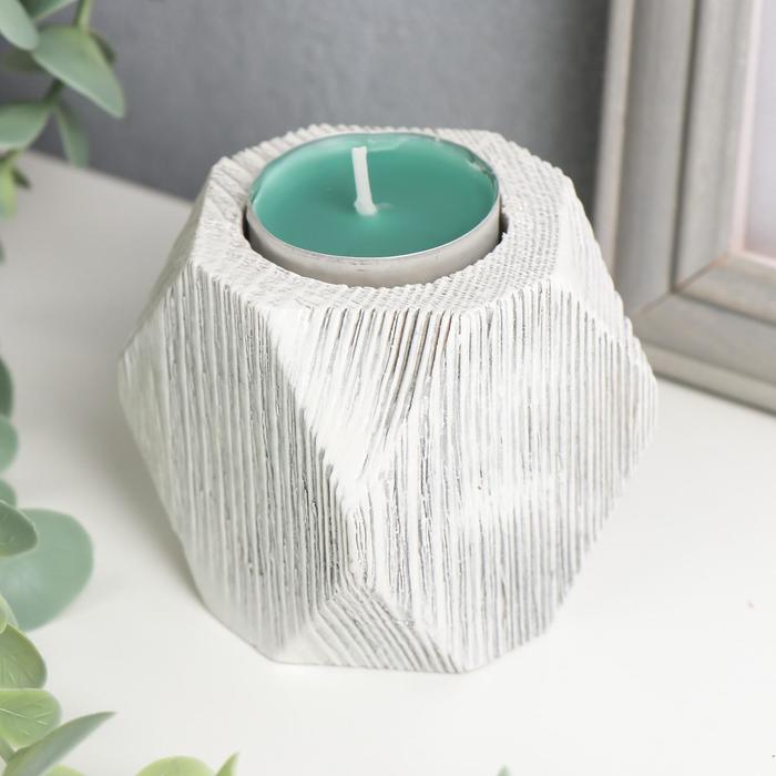 Подсвечник со свечой "Геометрия" прованс 7х6,5х6,5 d=4 см