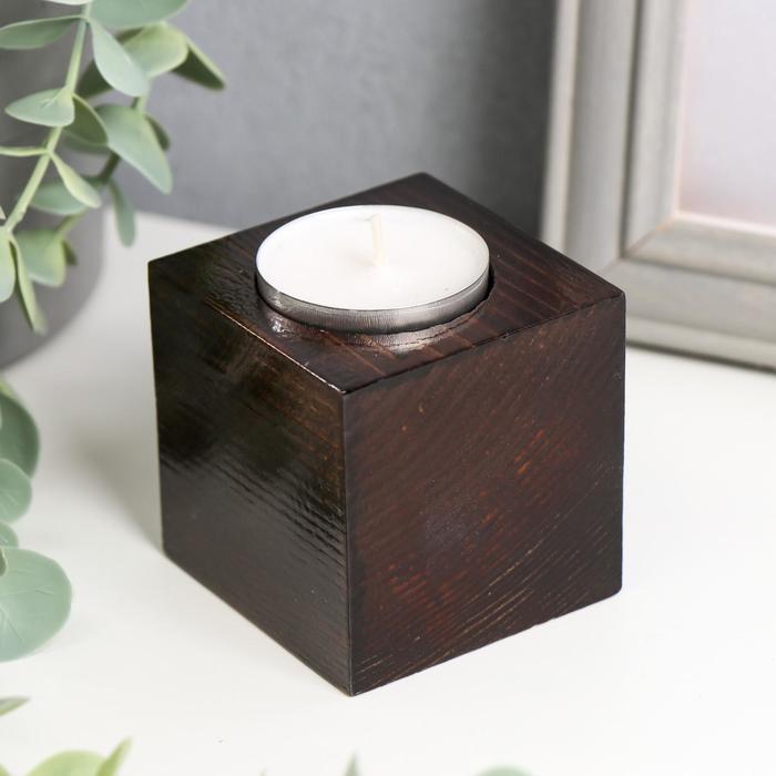 Подсвечник со свечой "Куб" классика 5х6,5х6,5 см d=4 см