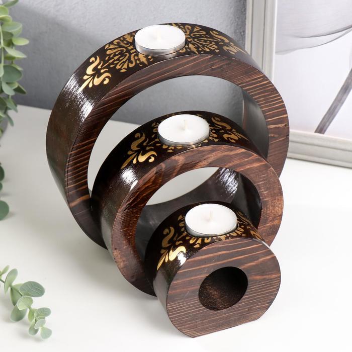 Подсвечник со свечой "Круги" классика d=20 см, 15 см, 10 см