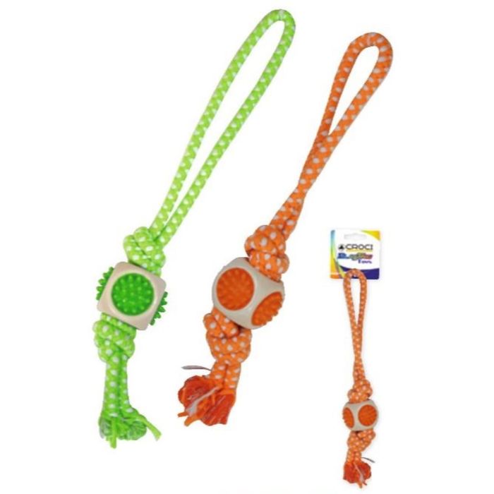 Игрушка для собак "Blasting Веревка с кубиком из термопласт.резины",  41x6 см, хлопок/термопласт.рез