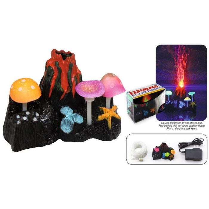 Декор Wave FLUO REEF ACTION Вулкан, со светодиод. подсвет., 9x7x6,5 см