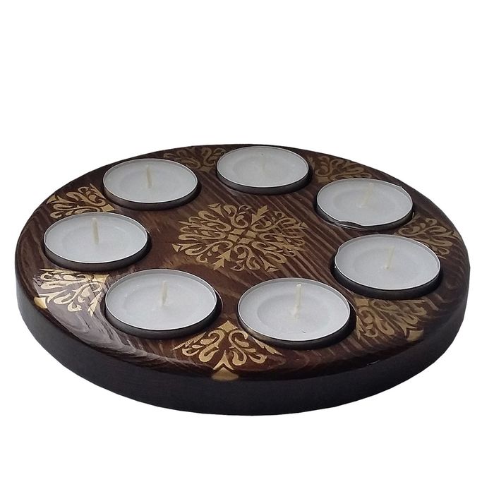 Подсвечник со свечой "Диск" прованс 2х17х17 см d=4 см