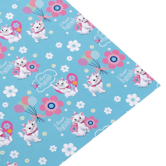 Бумага упаковочная глянцевая "С Днем Рождения", 50х70 см, Коты аристократы