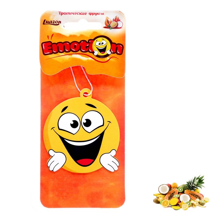 Ароматизатор в авто смайлы "Смеющийся", тропические фрукты