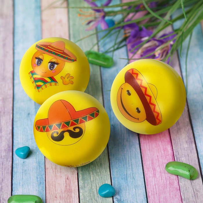 Мяч мягкий "Смайл" 7,6 см, виды МИКС