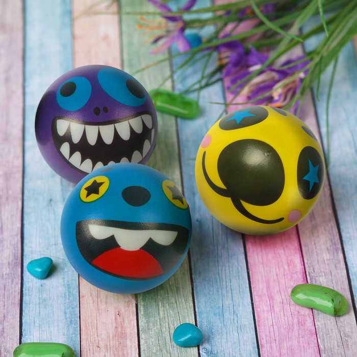 Мяч мягкий пластик "Ужастик" 10 см, виды МИКС