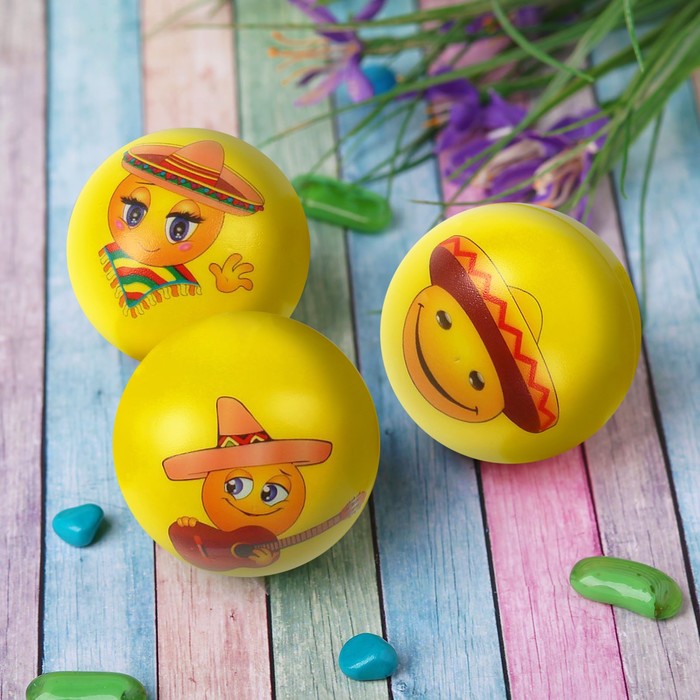 Мяч мягкий "Смайл" 10 см, виды МИКС