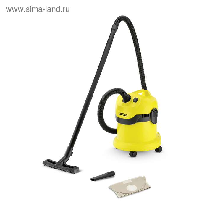 Пылесос Karcher WD 2, 1000/180 Вт, шнур 4 м, жёлтый