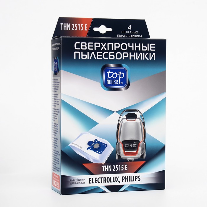 

Сверхпрочные пылесборники Top House THN 2515Е, с антибактериальной обработкой, 4 шт.
