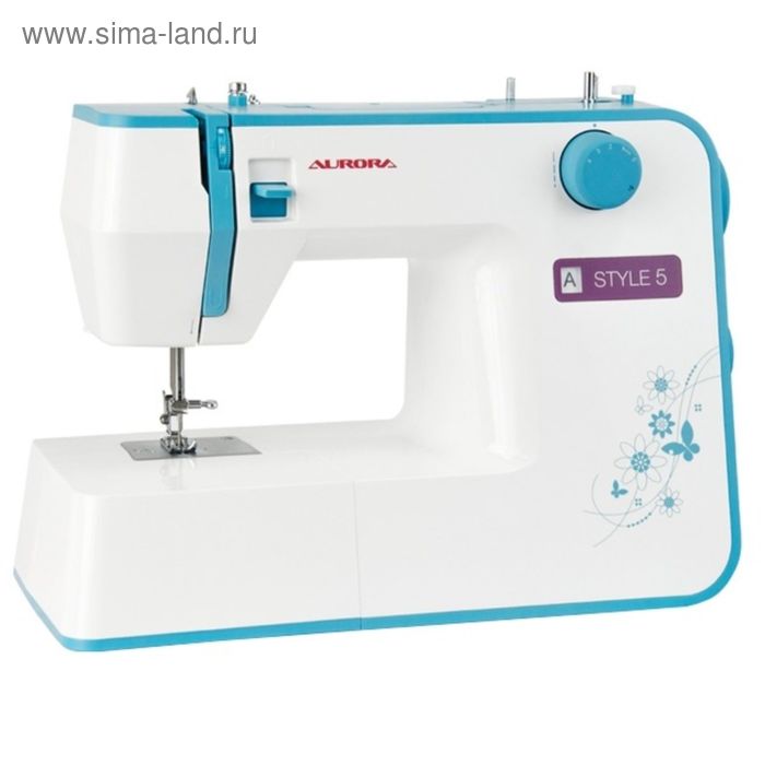 Швейная машина Aurora Style 5, 70 Вт, 19 операций, полуавтомат, бело-голубая