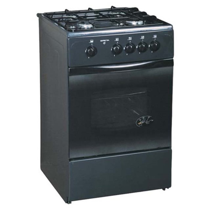 Плита газовая Greta 1470-00-07, 4 конфорки, 58 л, газовая духовка, черная