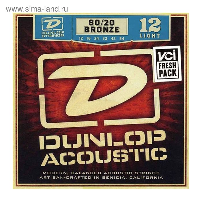 фото Струны для акустической гитары dunlop dab1254 бронза 80/20, light, 12-54