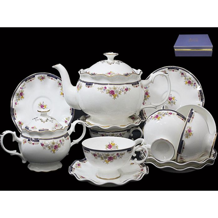 Чайный сервиз "Кобальтовый борт", 16 предметов, в подарочной упаковке