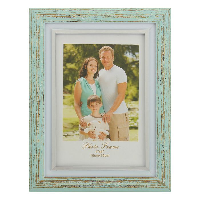 Фоторамка пластик 10х15 см "Монтана" с серебристой обводкой 19,5х14,5 см