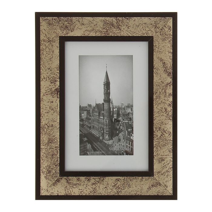 Фоторамка пластик 10х15 см "Новый Орлеан" с коричневой обводкой 20х15 см